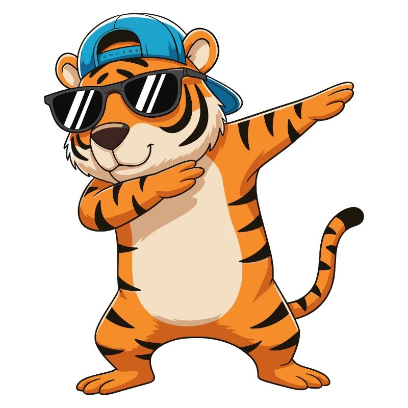 Dessin animé de lunettes de soleil Tigre à Dapping Cool