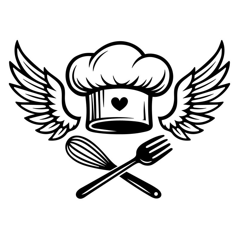 Chef's hat with heart and wings