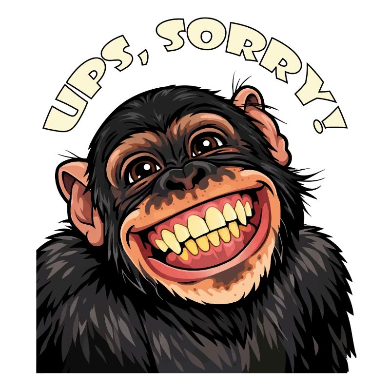 Oops, sorry! Funny Grinning Cartoon Monkey