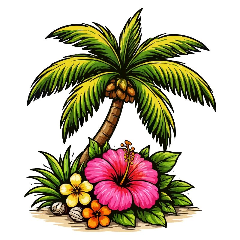Tropical Island Hibiscus Pattern