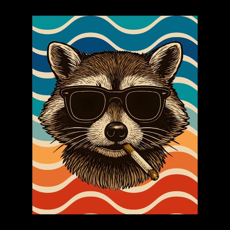 Waschbär mit Sonnenbrille Zigarette