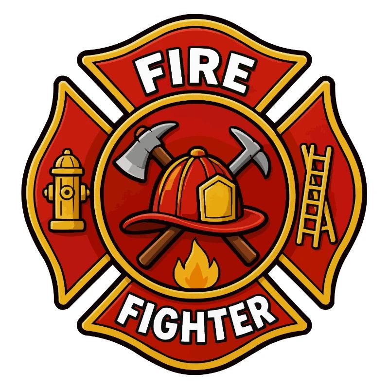 Firefighter Helmet Emblem with Axe