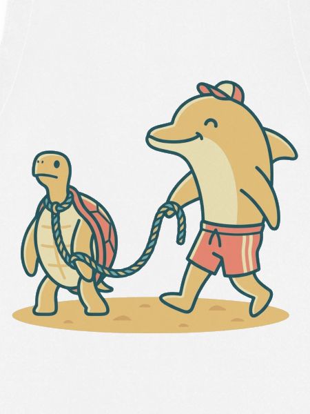 Delfin geht Gassi mit Schildkröte