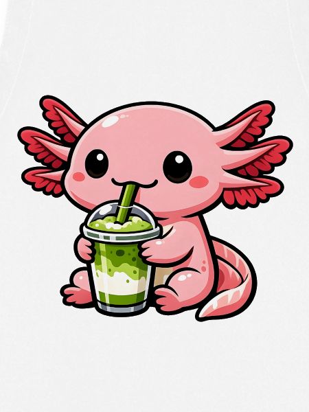 Süßer Axolotl mit Matcha Latte