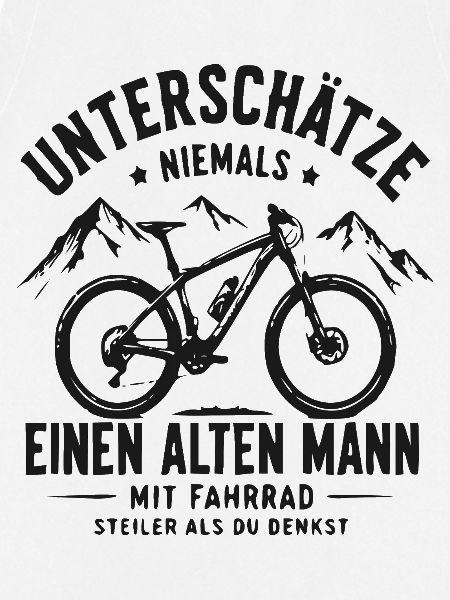Alter Mann mit Fahrrad Berg-Statement
