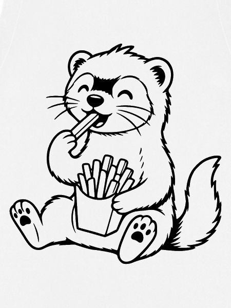Frettchen isst Pommes