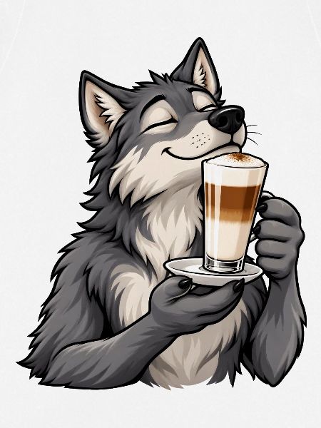Wolf mit Latte Macchiato