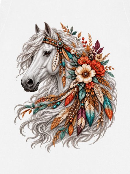 Pferd mit Federenschmuck