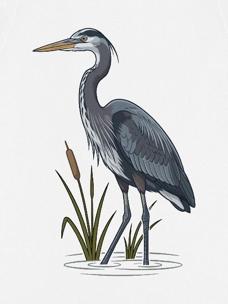 Blaureiher Sumpf Rohrkolben