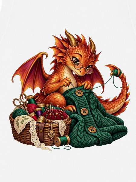 Strickender Drache mit Wolle