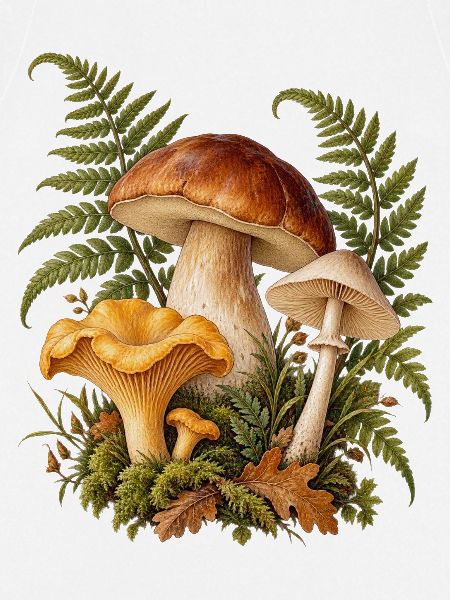 Waldpilze und Farn