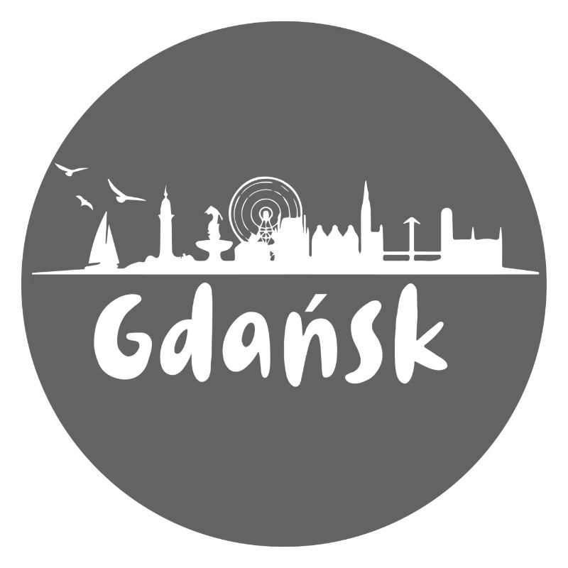 Gdansk,skyline, grey, sheared cut,circle,logo