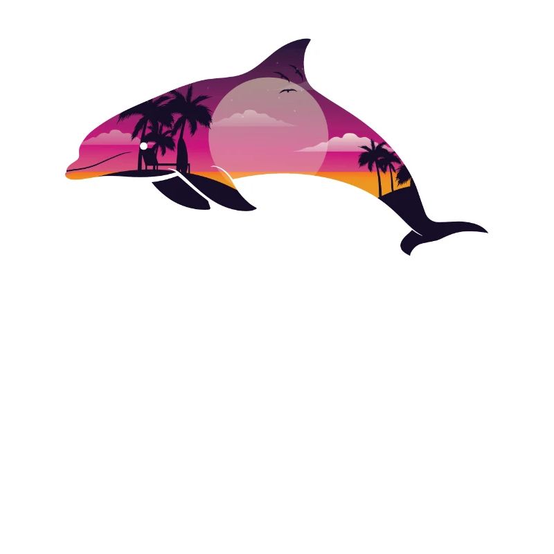 Dolphin Palm Tree Sunset