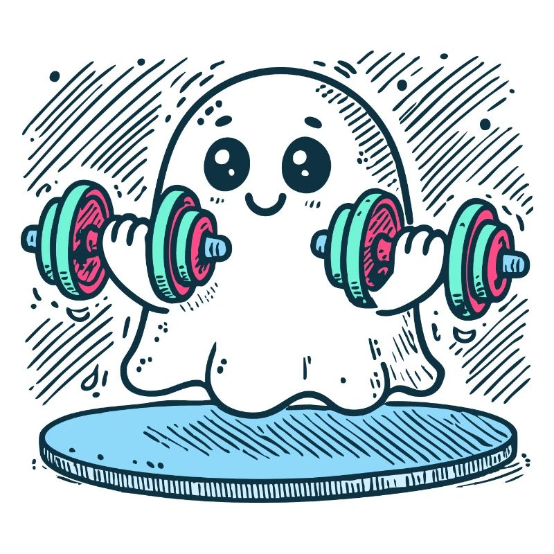 Fitness-Geist mit Hanteln