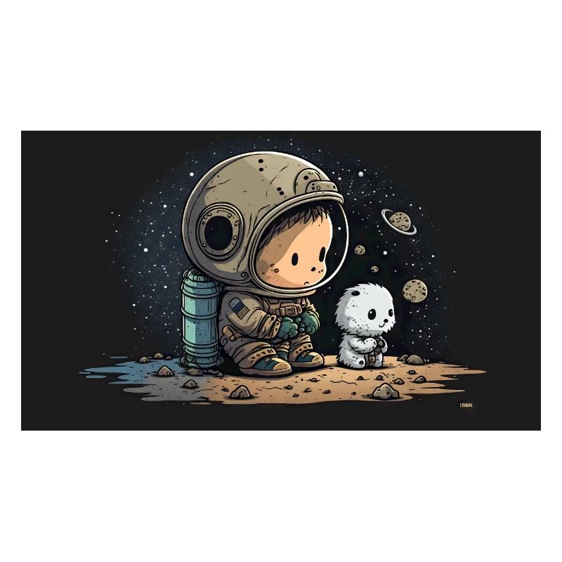 Compagnons stellaires: Mignon astronaute garçon avec son