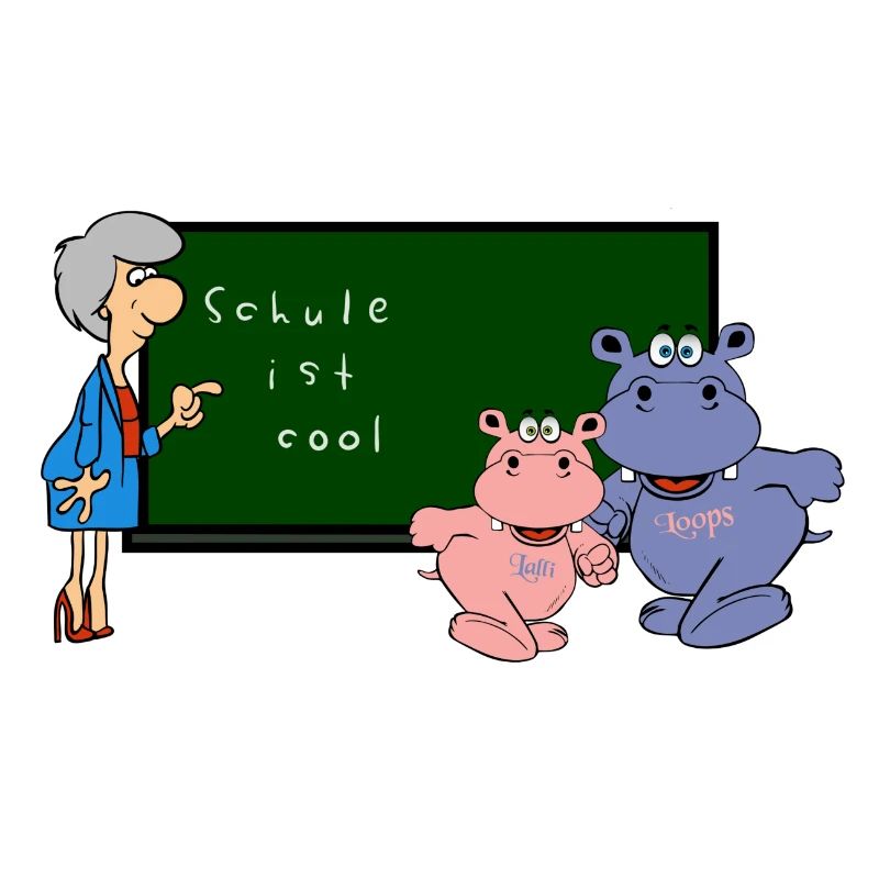 nilpferd schule lehrer kinder vorschule hippo tier