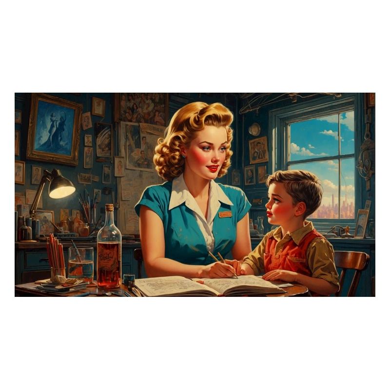Mutter mit Kind - Retro 50er Jahre