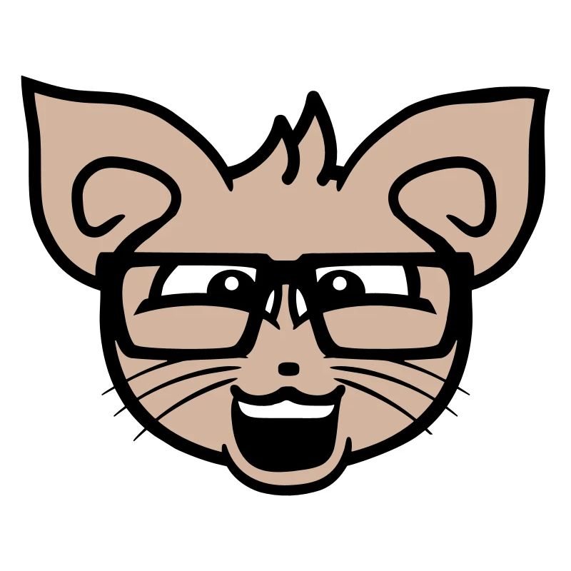Nerd chat lunettes à monture de corne geek tête de chaton intelligent