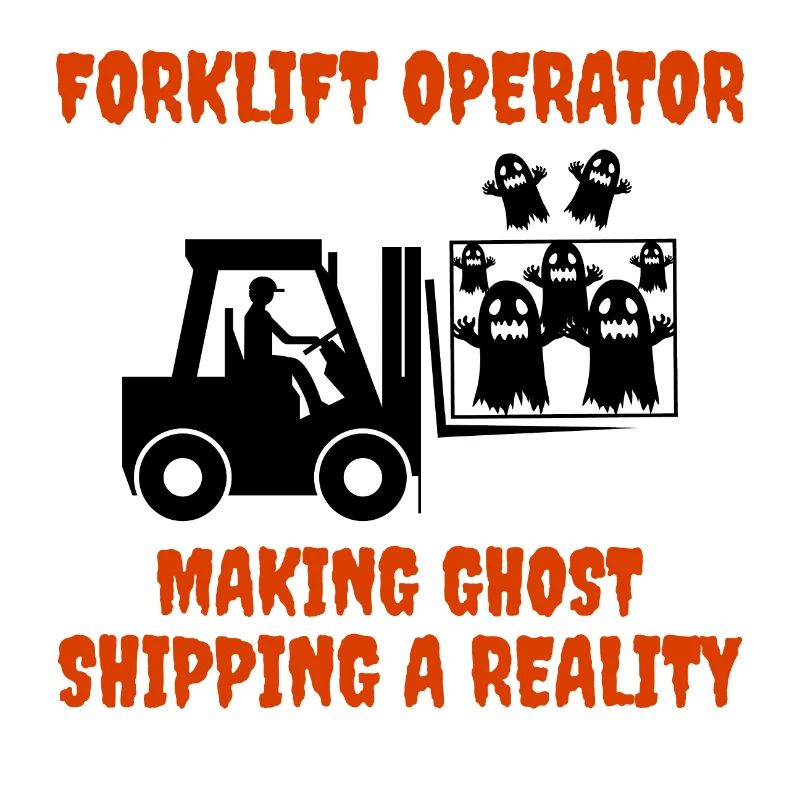 Halloween Ghosts Forklift Operator Heavy Equipment