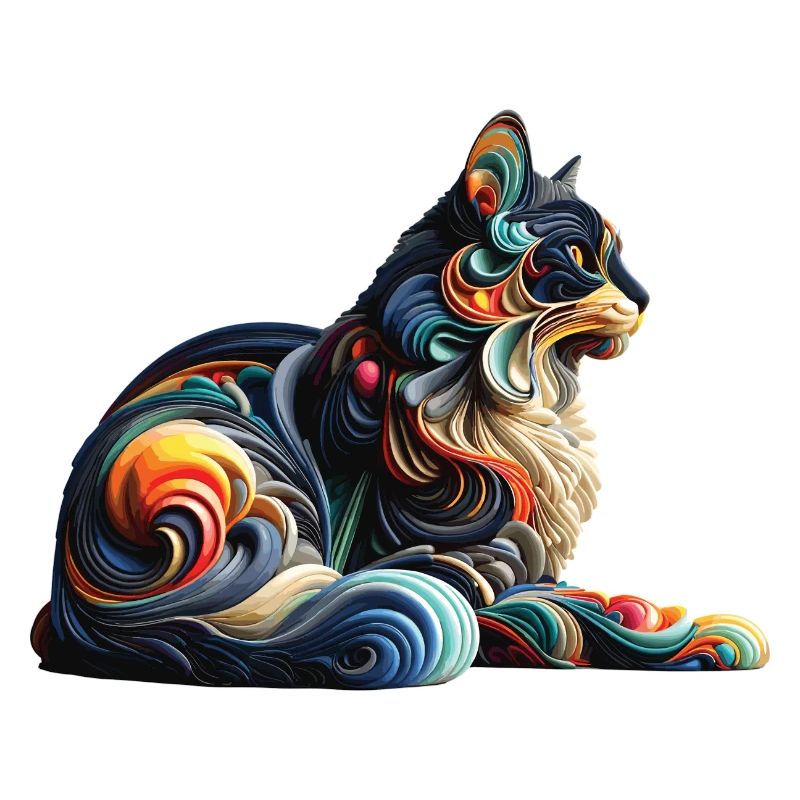 Chat abstrait coloré