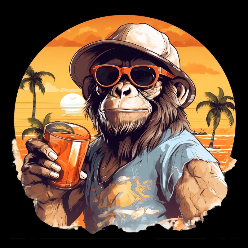 Cool monkey with drink Funny animals chimpanzee