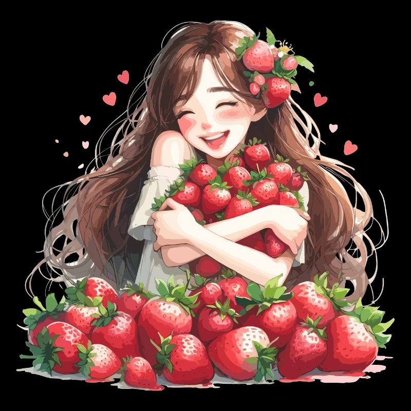 Erdbeermädchen Erdbeeren Geschenk