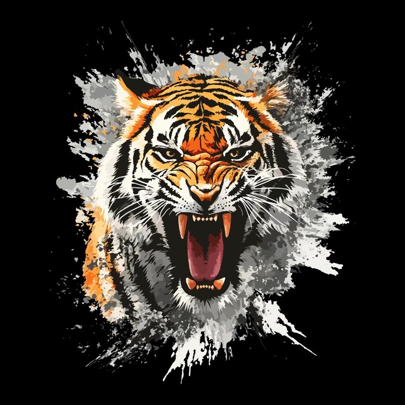 Tiger Head Predator Nature Wilderness Splash
