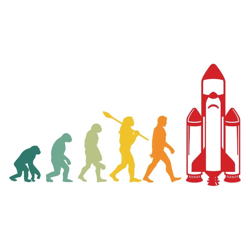 Space Evolutions Human Monkey Man Rocket