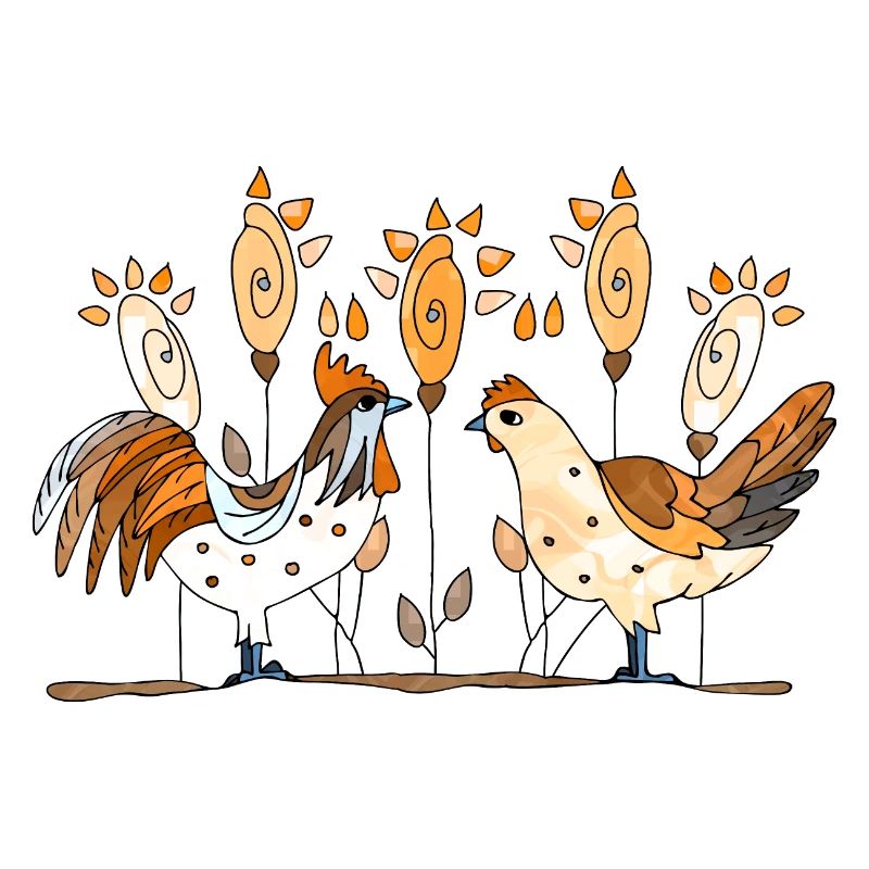 Hen and rooster