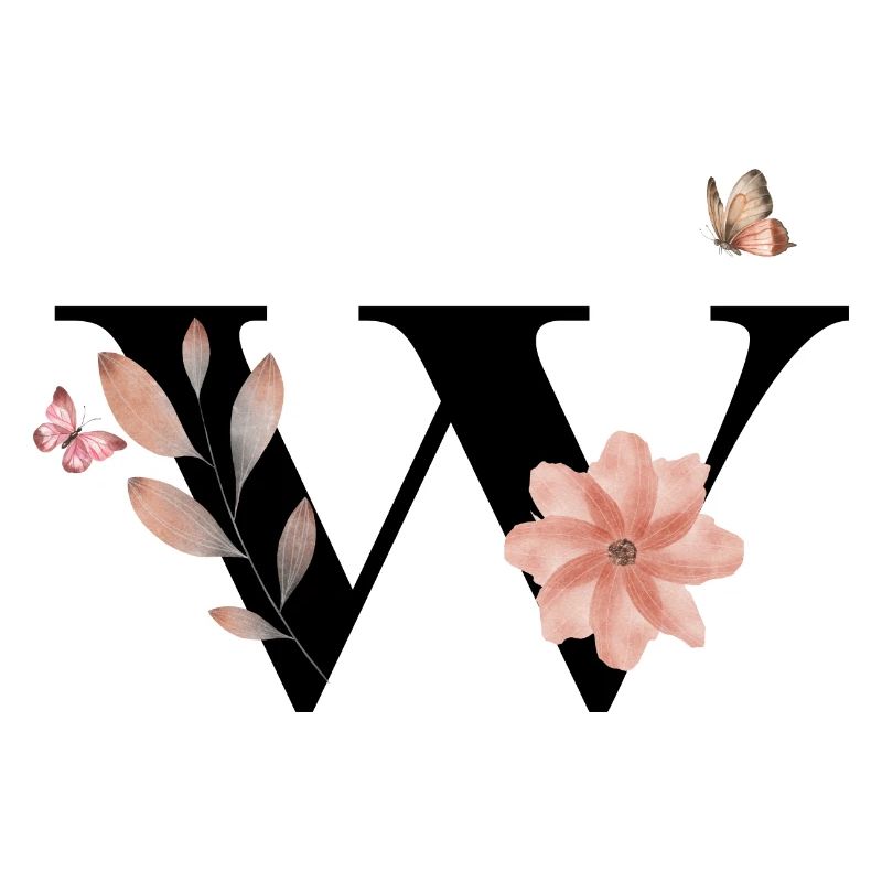 Buchstabe w Wildblumen Aquarelle