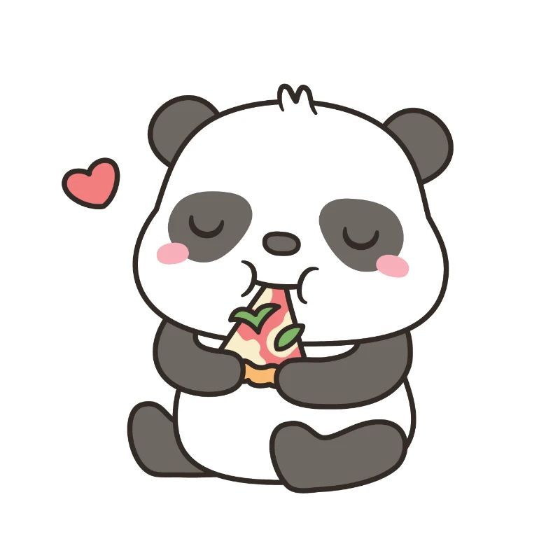 Mignon petit panda mangeant une pizza Margherita