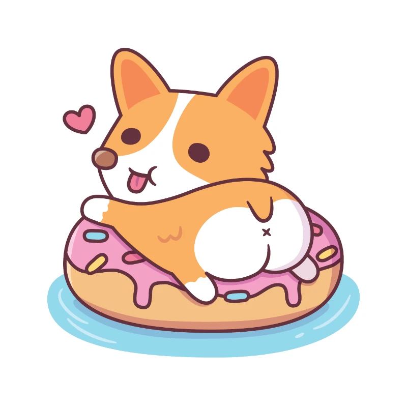 Süßer Corgi zeigt Hintern auf Donut Pool Float