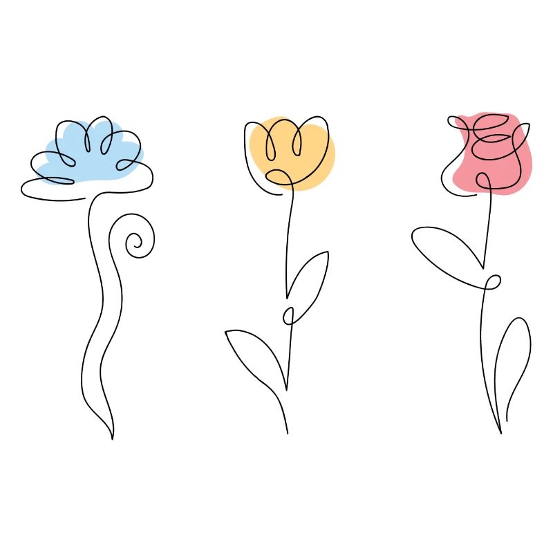 Three flowers in different colors
