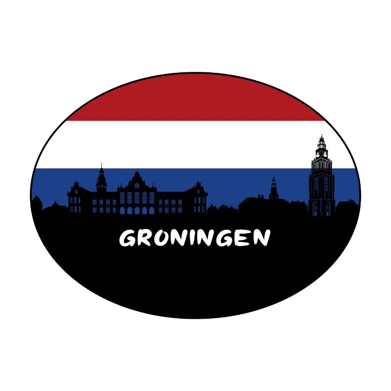 Groningue Pays-Bas Drapeau Skyline Silhouette Trav