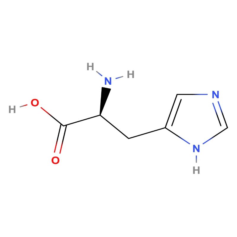 Molécule d’histidine - Formule structurale colorée