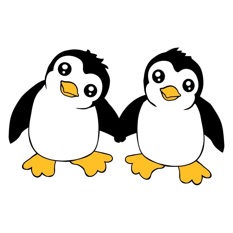 2 mignons petits pingouins drôles amis aiment l’équipe