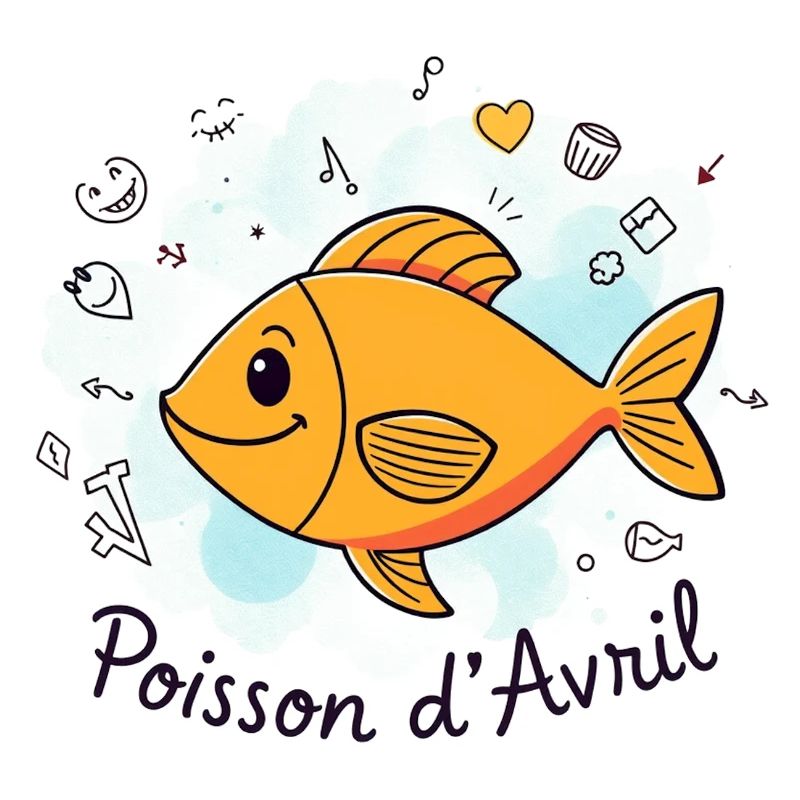 Poisson d'Avril - Orange Cartoon Fish