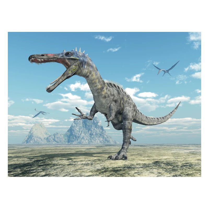 Dinosaurier Suchomimus in einer Landschaft