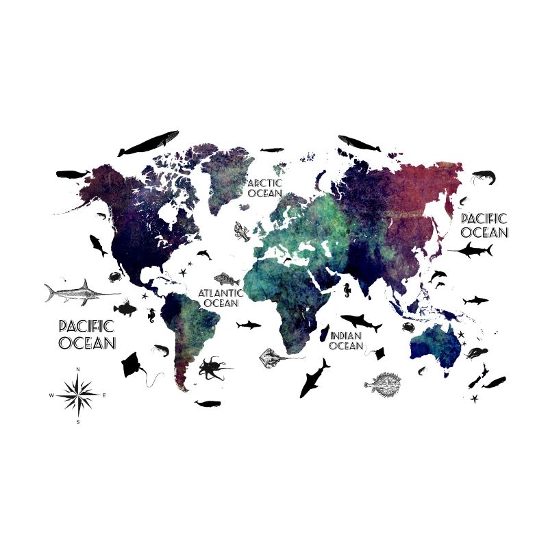 world map with oceans