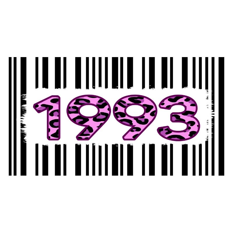 1993 anniversaire code à barres rose léopard fête rétro