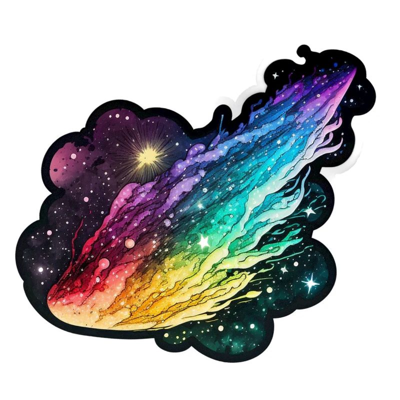 Regenbogen-Komet: Ein farbenfrohes Design-Erlebnis