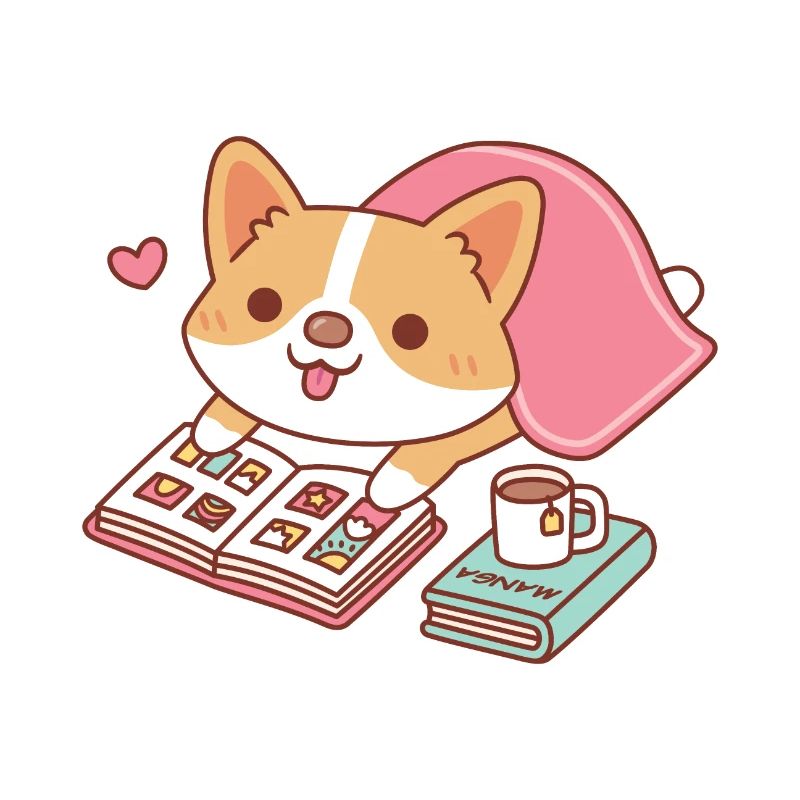 Mignon Corgi Aime Lire Des Mangas