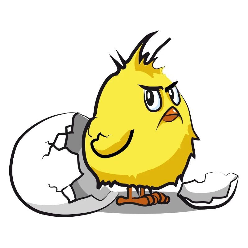 funny evil chick eggshell bird beep