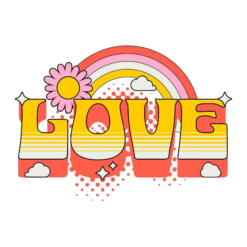 Love Liebe Schrift Blume Regenbogen Wolken Kunst
