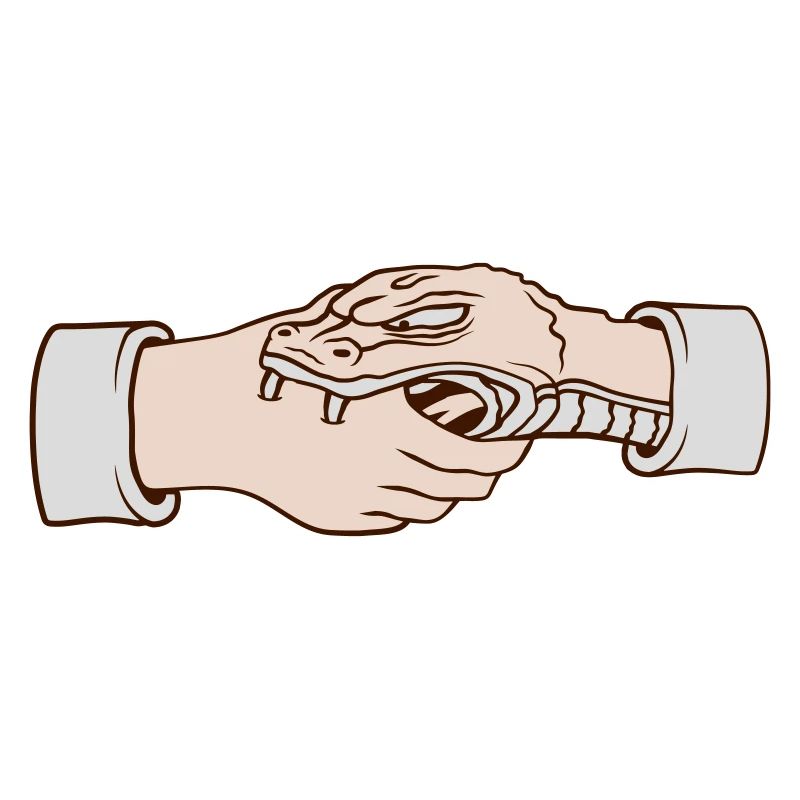 Snake bites handshake shaking hands
