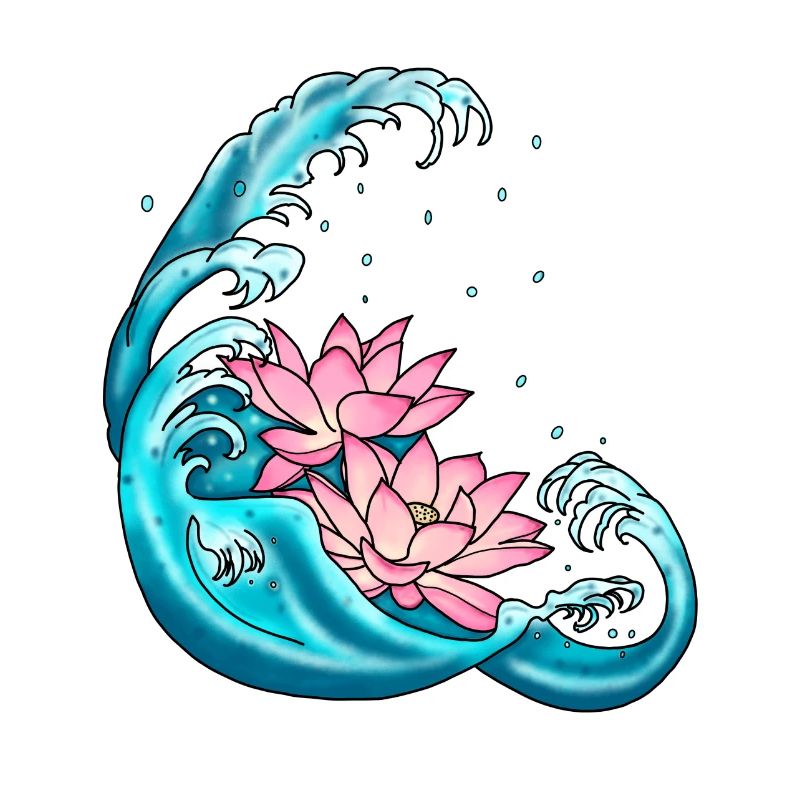 Lotus blomst tatovering vandliljer