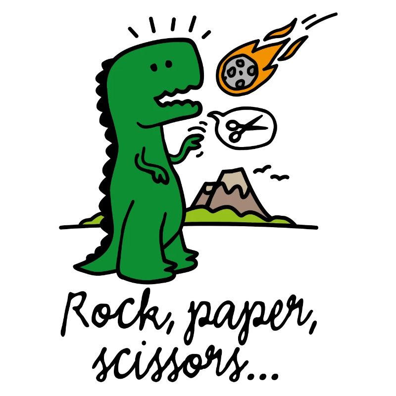 Rock paper scissors T-rex funny dinosaur comet