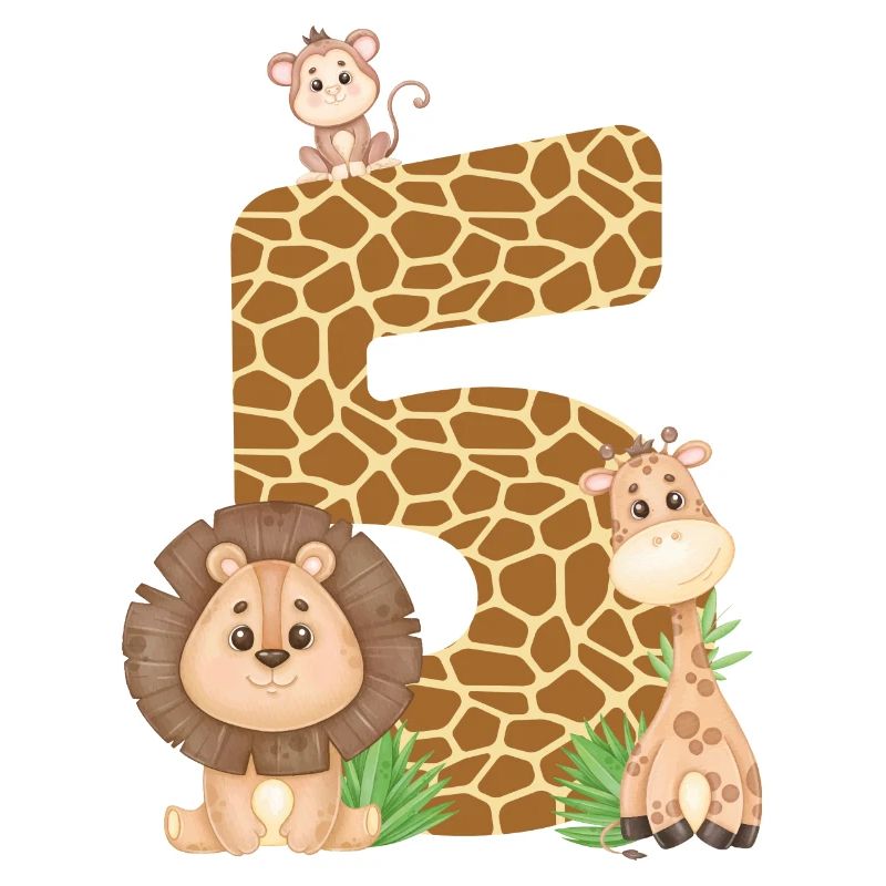 5. Geburtstag Dschungeltiere Giraffe Löwe Affe