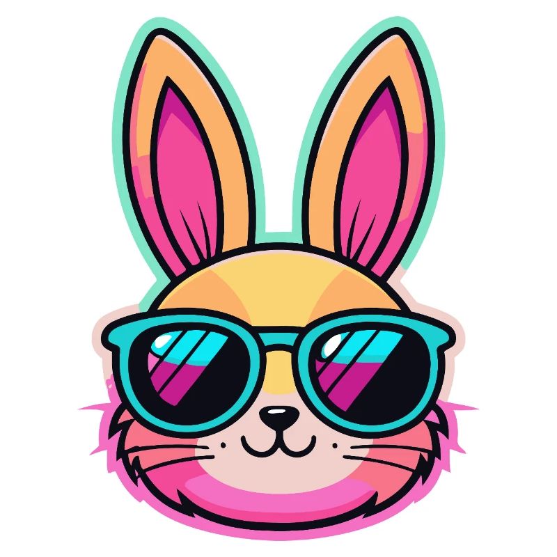 Neon Bunny with Colored Glasses