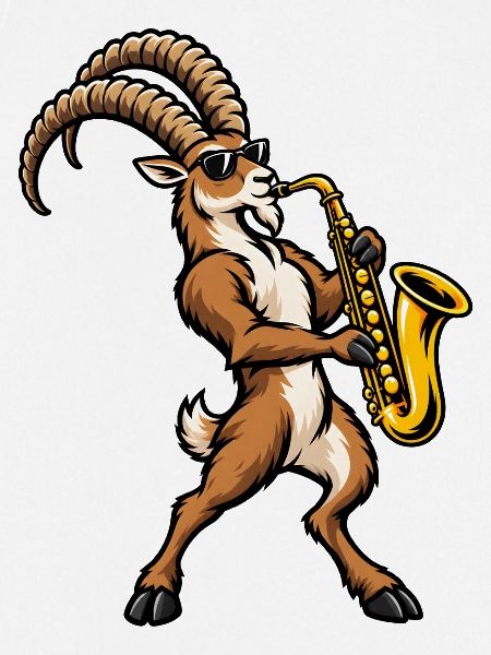 Steinbock mit Saxophon – Sternzeichen